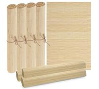 MIJOMA Set de manteles individuales de bambú | 4 unidades 30x45cm | Manteles individuales para mesa | Resistente, fácil de limpiar y enrollable (color natural)