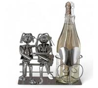MIJOMA Soporte para botellas de vino con pareja de enamorados, hecho a mano, romántico soporte decorativo para botellas de vino, decoración elegante (25 x 21 cm, romance en el parque)