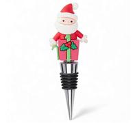 MIJOMA Tapón para botellas de Navidad - Tapón reutilizable de metal y silicona - hermético y decorativo - Decoración de mesa para los días festivos (Santa con bastón de caramelo)