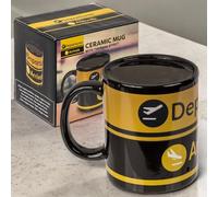 MIJOMA Taza de café mágica del aeropuerto, gres sensible al calor, capacidad de 300 ml, diseño mágico con departures y rivales