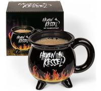 MIJOMA Taza de café, taza de té, hervidor de brujas, caldero de brujas, taza de 400 ml, color negro (caldera con efecto térmico de llama)