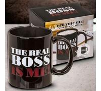 MIJOMA Taza de café The Real Boss con efecto térmico con asas, de cerámica, efecto cambiante, elegante y moderno, 325 ml