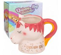 MIJOMA Taza de café unicornio Dream Big de 375 ml, taza de cerámica con cuerno dorado y frase, taza de unicornio de Dolomita, 15 x 11 cm, para café, té y cacao