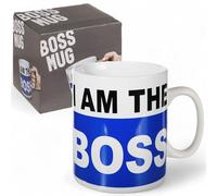 MIJOMA Taza de café XL I Am The Boss de gres - Taza grande 13 x 11 cm - 850 ml - Taza para oficina y hogar
