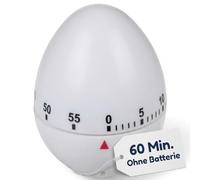 MIJOMA Temporizador mecánico de cocina - temporizador de huevos 60 minutos - Despertador manual corto sin batería para cocinar, hornear, aprender y la vida cotidiana (huevo blanco)