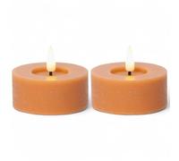 MIJOMA Vela LED de cera auténtica con llama realista, temporizador y funciona con pilas, vela LED para interiores con luz blanca cálida, aspecto natural (marfil, diámetro de 7 cm x 6 cm)