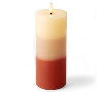 MIJOMA Vela LED de cera auténtica con llama realista, temporizador y funciona con pilas, vela LED para interiores con luz blanca cálida, aspecto natural (crema/rosa viejo, superficie lisa, diámetro 7