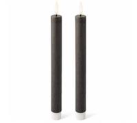 MIJOMA Vela LED de cera auténtica con llama realista, temporizador y funciona con pilas, vela LED para interiores con luz blanca cálida, aspecto natural (gris, superficie lisa, diámetro 2 cm x 24 cm)