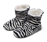 MIJOMA Zapatillas de estar por casa para mujer, suaves, planas, con estampado de cebra, talla EU 36/37, negro blanco, 36/37 EU