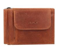 Mika Cartera RFID de cuero 11 cm con clip para billetes marrón
