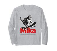 MIKA - hermoso nombre de niño con gato y monopatín Manga Larga
