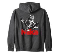 MIKA - hermoso nombre de niño con gato y monopatín Sudadera con Capucha