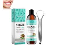 Mikabila Enjuague Bucal con Sabor a Coco y Ment Limpiador de Lengua,Aceite de coco natural para enjuague bucal,blanqueamiento dental, Frescura Bucal Diaria,Formato Práctico,100ml