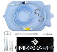 Mikacare Enema - Bolsa de silicona transparente no tóxica para café y agua para limpieza de colon, manguera larga de silicona, libre de BPA y ftalatos, 6 puntas, 3 Quarts, Transparente