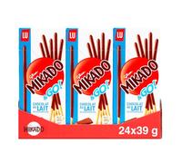 Mikado & Go!, Palitos de Galleta Crujientes de Chocolate con Leche, Pack de 24 x 39 gr