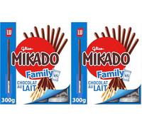 Mikado LU, Palitos de Galleta Crujientes, Cubiertos de Chocolate con Leche, Pack Familiar de 300 gr (Paquete de 2)