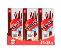 Mikado & Go!, Palitos de Galleta Crujientes de Chocolate Negro, Pack de 24 x 39 gr