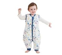 MIKAFEN Saco de Dormir de Invierno para bebé, 100% algodón, Saco de Dormir para niños 2,5 TOG con piernas,95-105cm/3-4 años,Pingüino Azul