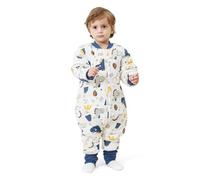 MIKAFEN Saco de Dormir para bebé de Manga Larga con pies 3,5 TOG Invierno, Saco de Dormir de Invierno para niños con piernas, Bebé Dinosaurio de 105-115 cm