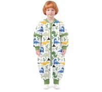 MIKAFEN Saco Dormir bebé de Manga Larga con pies 3,5 TOG Invierno 75-85cm | 100% AlgodóN, Con Piernas Separadas, Ideal Invierno, Lavable A MáQuina, Estampado Dinosaurio