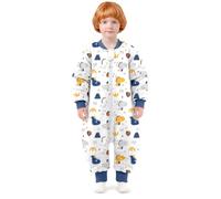 MIKAFEN Saco Dormir bebé de Manga Larga con pies 3,5 TOG Invierno 85-95 cm | 100% AlgodóN, Con Piernas Separadas, Ideal Invierno, Lavable A MáQuina, Bebé Dinosaurio