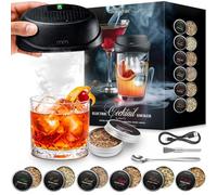 MikaMax Ahumador de cóctel eléctrico, recargable por USB, 6 chips de madera natural, sin llama, whisky y bourbon