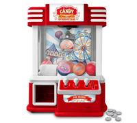 MikaMax Candy Grabber Deluxe - Máquina de agarrar y monedas de repuesto, con bolas de sorpresa, con música ajustable y luces LED, funciona con USB y pilas