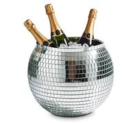 MikaMax Cubo de hielo Disco Ball - XL 11 litros - Refrigerador de bebidas para fiestas - Enfriador de vino y recipiente de hielo - Silver Disco Cubo de Hielo - 27,5 cm