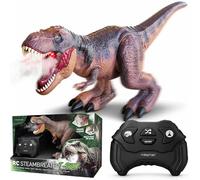 mikamax Dinosaurio RC T-Rex - Efecto de respiración de vapor - Dino corriendo a distancia - Luz y sonido - Humo realista - Regalo de juguete interactivo para niños