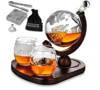 MikaMax – Juego de decantador de whisky Globe Decanter Deluxe Set – Hecho a mano, incluye 2 copas