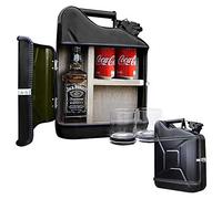 Mikamax - Jerrycan Set de Regalo - Canister -Whiskey Bar - Bidon - 10L - Negro- con Dos Vasos de Whisky - 39 x 29 x 13 cm