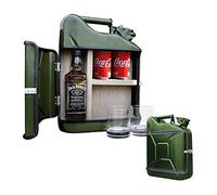 Mikamax - Jerrycan Set de Regalo - Canister -Whiskey Bar - Bidon - 10L - Verde - con Dos Vasos de Whisky - 39 x 29 x 13 cm