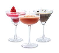 MikaMax Juego de 3 velas perfumadas para cócteles con forma de cóctel - Passion Martini, Strawberry Daiquiri & Espresso Martini - 25 horas de combustión, regalo original para mujeres y amantes del
