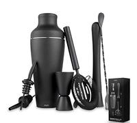 Mikamax - mm Cocktail Shaker Set - Cocktail Shaker Set - Coctelera - Juego De Cócteles Negro - Juego De 8 Piezas Negro Mate - Incluye Libro De Recetas