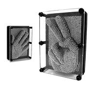 MikaMax - Pin Art XL - Juguete de escritorio - Impresión en 3D - Gris - Gadget retro - Regalo personalizado - Retro gadget - Hierro - Dimensiones 20 x 4 x 15