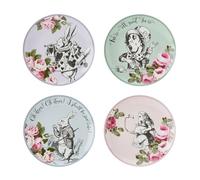MIKASA and The V&A - Juego de 4 platos para tartas para té de la tarde, 21 cm, porcelana china, té de Alicia en el país de las maravillas, apto para lavavajillas y en caja de regalo