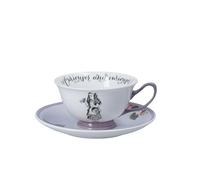 MIKASA and The V&A - Juego de taza de té y platillo, taza de té y platillo de porcelana fina, 140 ml, té de Alicia en el país de las maravillas, apto para lavavajillas y en caja de regalo