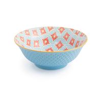 Mikasa blue mosaic stoneware ramen bowl, patterned 1l japanese noodle