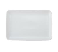MIKASA Plato rectangular de porcelana blanca con tiza para servir, plato rectangular blanco brillante, ideal para bufés, aperitivos, postres, comida de fiesta, apto para lavavajillas, 33 cm