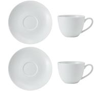Mikasa Chalk Juego de 2 tazas y platillos de porcelana para capuccino, Tazas de café para diario, 310ml