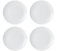 Mikasa Chalk Juego de 4 Platos de Postre de Porcelana, 4 Platos de Porcelana Blanca para Uso Diario y Formal, 21cm - Apto para Microondas y Lavavajillas