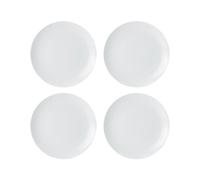 Mikasa Chalk Juego de 4 Platos de Postre de Porcelana, 4 Platos de Porcelana Blanca para Uso Diario y Formal, 21cm - Apto para Microondas y Lavavajillas