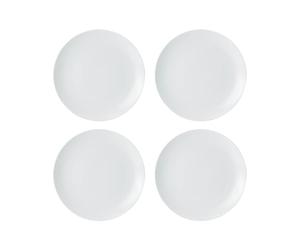 Mikasa Chalk Juego de 4 Platos de Postre de Porcelana, 4 Platos de Porcelana Blanca para Uso Diario y Formal, 21cm - Apto para Microondas y Lavavajillas