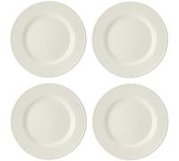 Mikasa Cranborne Juego de 4 Platos de Postre de Gres Crema, Servicio Para 4, Juego de 4 Platos Redondos de 21cm - Aptos para Microondas y Lavavajillas