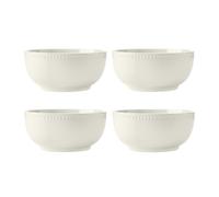 Mikasa Cranborne Set de 4 Cuencos de Cereales de Gres, Servicio para 4, Juego de 4 Cuencos de Cereal en Gres, 15cm, Crema - Apto para Microondas y Lavavajillas