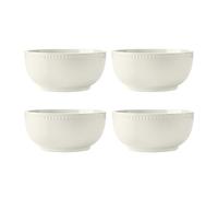 Mikasa Cranborne Set de 4 Cuencos de Cereales de Gres, Servicio para 4, Juego de 4 Cuencos de Cereal en Gres, 15cm, Crema - Apto para Microondas y Lavavajillas
