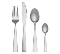Mikasa Harlington - Juego de cubiertos de acero inoxidable de 24 piezas, juego de cubiertos plateados para 6, incluye 6 cuchillos, 6 tenedores, 6 cucharas de postre y 6 cucharaditas, apto para