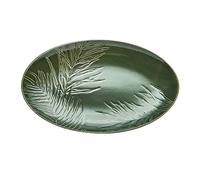 Mikasa Jardin Fuente Ovalada para Servir, Fuente Ovalada de Gres Verde para Servir Comida, 36cm, Plato Grande para Servir - Caja de Regalo y Apto para Lavavajillas