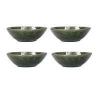 Mikasa Jardin Juego de 4 Cuencos para Pasta, 4x Cuencos para Pasta en Gres, Verde con Estampado Botanicu, 20cm - Apto para lavavajillas y apilable