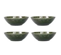 Mikasa Jardin Juego de 4 Cuencos para Pasta, 4x Cuencos para Pasta en Gres, Verde con Estampado Botanicu, 20cm - Apto para lavavajillas y apilable